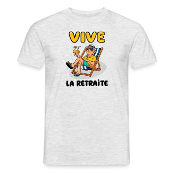 Vive la retraite - T-shirt homme - gris chiné - Devant - AI Model Male 178 dark (178cm)