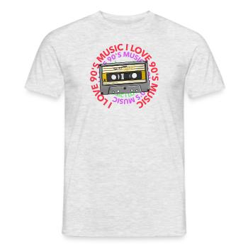 Cadeau vintage "I love 90's music" - T-shirt homme - gris chiné - Devant - AI Model Male 178 dark (178cm)