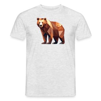 Ours géométrique – Design animalier minimaliste - T-shirt homme - gris chiné - Devant - AI Model Male 178 dark (178cm)