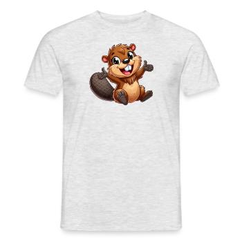 Beaver - Men's T-Shirt - heather grey - Front - AI Model Male 178 dark (178cm)
