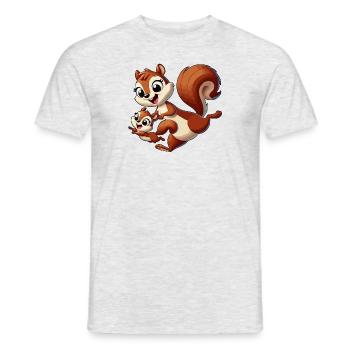 Écureuil mère et enfant gambadant - T-shirt homme - gris chiné - Devant - AI Model Male 178 dark (178cm)