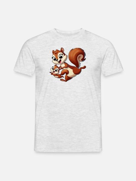 Squirrel mother and child frolicking - Men's T-Shirt - heather grey
