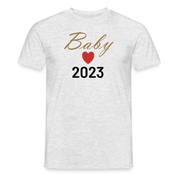 Schwangerschaft und Baby 2023 - Männer T-Shirt - Grau meliert - Vorne - AI Model Male 178 dark (178cm)