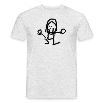 Poupée stick super gaie par B - T-shirt homme - gris chiné - Devant - AI Model Male 178 dark (178cm)