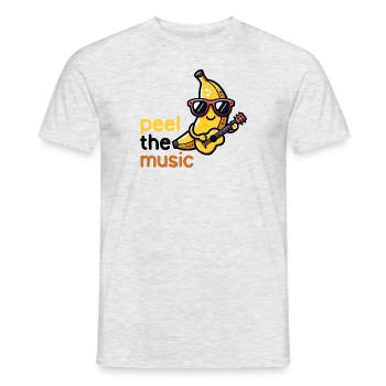 Peel the Groove: Kawaii Banana Guitarist - Men's T-Shirt - heather grey - Front - AI Model Male 178 dark (178cm)