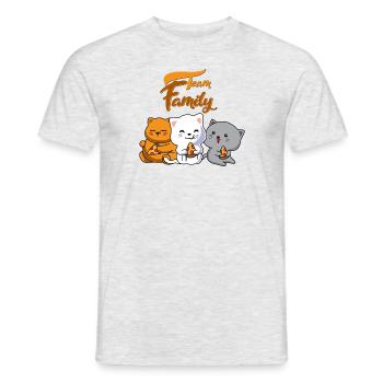 team family cat pizza department head love - Men's T-Shirt - heather grey - Front - AI Model Male 178 dark (178cm)