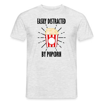 Leicht abgelenkt durch Popcorn Lustiges Sprichwort - Männer T-Shirt - Grau meliert - Vorne - AI Model Male 178 dark (178cm)
