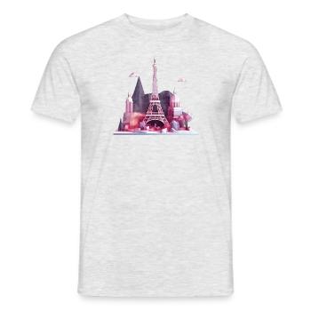 Géométrique basse poly Paris Île, Tour Eiffel - T-shirt homme - gris chiné - Devant - AI Model Male 178 dark (178cm)