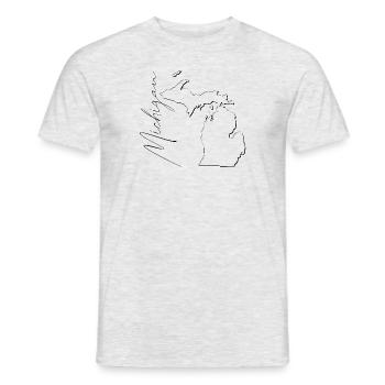 Michigan (USA) | Landkarte | Schatten Script - Männer T-Shirt - Grau meliert - Vorne - AI Model Male 178 dark (178cm)