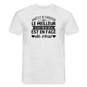 Le meilleur électricien est en face de vous - T-shirt homme - gris chiné - Devant - AI Model Male 178 dark (178cm)