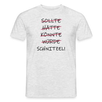 sollte hätte könnte würde Schnitzel! - Männer T-Shirt - Grau meliert - Vorne - AI Model Male 178 dark (178cm)