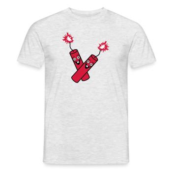 verrueckt 2 freunde team paar party kracher gesich - Männer T-Shirt - Grau meliert - Vorne - AI Model Male 178 dark (178cm)
