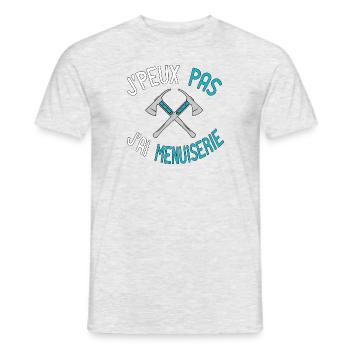 J'peux Pas J'ai Menuiserie, Funny Saying Quote job - T-shirt homme - gris chiné - Devant - AI Model Male 178 dark (178cm)