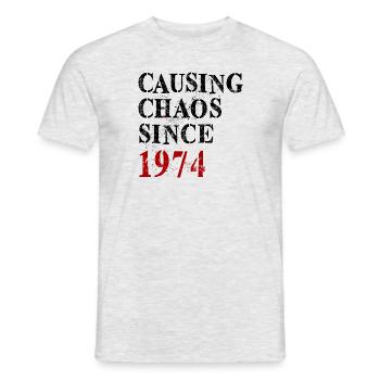 Causing Chaos since 1974 - Birthday 1974 - Men's T-Shirt - heather grey - Front - AI Model Male 178 dark (178cm)