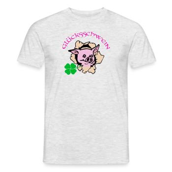 Glücksschwein - Männer T-Shirt - Grau meliert - Vorne - AI Model Male 178 dark (178cm)