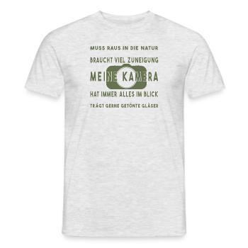 Fotograf fotografieren Naturfotograf - Männer T-Shirt - Grau meliert - Vorne - AI Model Male 178 dark (178cm)