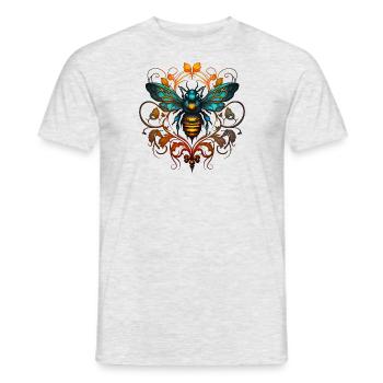Abeille, Bourdon, Insecte, Floral, Motif, Ornements - T-shirt homme - gris chiné - Devant - AI Model Male 178 dark (178cm)