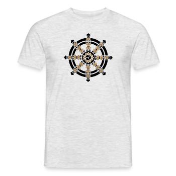 Dharma Rad, Chakra, Buddhismus, Glückssymbol, Yoga - Männer T-Shirt - Grau meliert - Vorne - AI Model Male 178 dark (178cm)