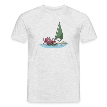 Segelboot Segeln mit Krake Geschenk - Männer T-Shirt - Grau meliert - Vorne - AI Model Male 178 dark (178cm)