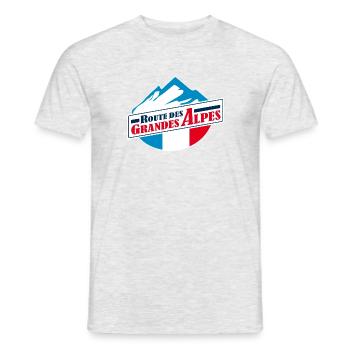 Route des Grandes Alpes 1 - Men's T-Shirt - heather grey - Front - AI Model Male 178 dark (178cm)