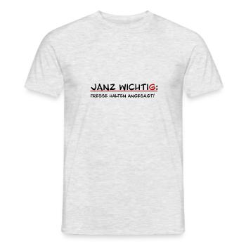 Janz wichtig Fresse halten angesagt - Männer T-Shirt - Grau meliert - Vorne - AI Model Male 178 dark (178cm)