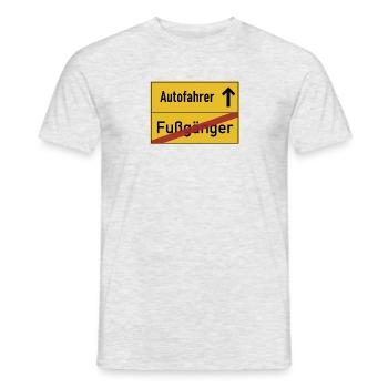 Fußgänger zu Ende - Autofahrer Ortsschild - Männer T-Shirt - Grau meliert - Vorne - AI Model Male 178 dark (178cm)