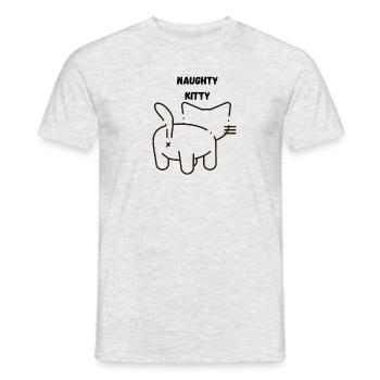 NAUGHTY KITTY - T-shirt homme - gris chiné - Devant - AI Model Male 178 dark (178cm)