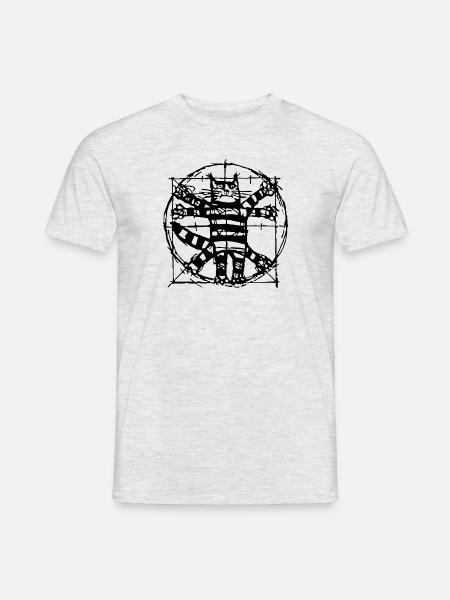 Vitruvian Katze - lustige Kätzchen - Männer T-Shirt - Grau meliert