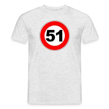 51. Geburtstag - 51 - Feier - Straßenschild - Männer T-Shirt - Grau meliert - Vorne - AI Model Male 178 dark (178cm)