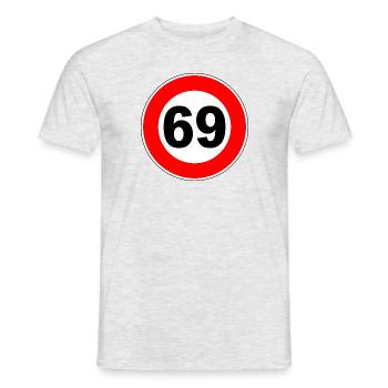 69e anniversaire - 69 - Célébration - Panneau de rue - T-shirt homme - gris chiné - Devant - AI Model Male 178 dark (178cm)