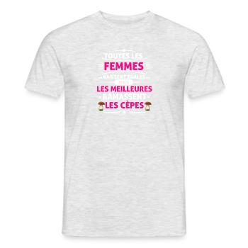 ramasseuse de cèpes Cadeau cèpes humour - T-shirt homme - gris chiné - Devant - AI Model Male 178 dark (178cm)