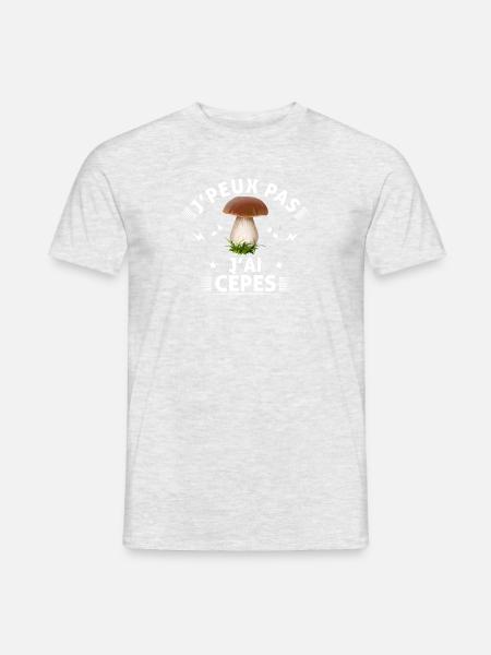 Je peux pas j'ai cèpes humour champignons cèpes - T-shirt homme - gris chiné