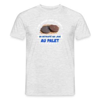 un retraité qui joue au palet - T-shirt homme - gris chiné - Devant - AI Model Male 178 dark (178cm)