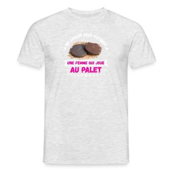 une femme qui joue au palet - T-shirt homme - gris chiné - Devant - AI Model Male 178 dark (178cm)