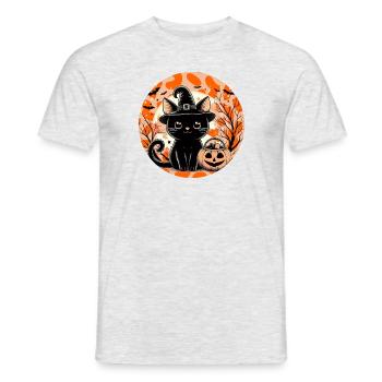 Kitten witch halloween - Men's T-Shirt - heather grey - Front - AI Model Male 178 dark (178cm)