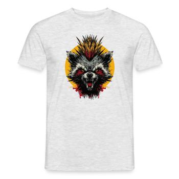 Grimmiger Punkrock Waschbär - Männer T-Shirt - Grau meliert - Vorne - AI Model Male 178 dark (178cm)