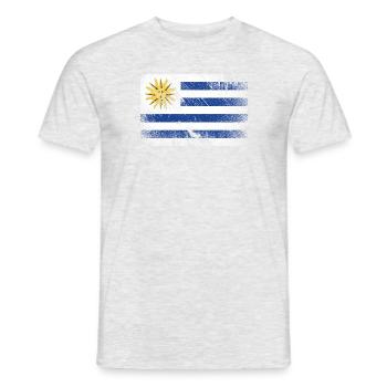 Uruguay Flag - Vintage Grunge - Men's T-Shirt - heather grey - Front - AI Model Male 178 dark (178cm)