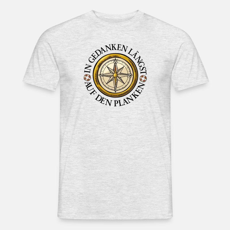 Windrose Kompass mit Seglerspruch - Männer T-Shirt - Grau meliert