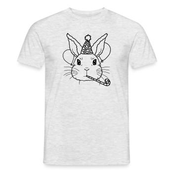 Rabbit Tröte Party Hat Birthday Child - Men's T-Shirt - heather grey - Front - AI Model Male 178 dark (178cm)