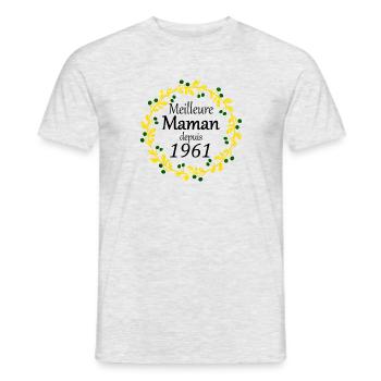 Meilleure Maman depuis 1961 - T-shirt homme - gris chiné - Devant - AI Model Male 178 dark (178cm)