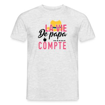 La vie de papa compte - T-shirt homme - gris chiné - Devant - AI Model Male 178 dark (178cm)