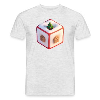 Cozy Christmas Cube with Tree and Gifts - Men's T-Shirt - heather grey - Front - AI Model Male 178 dark (178cm)