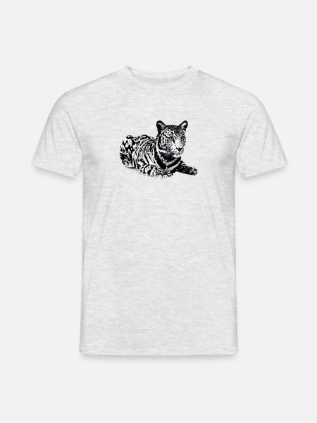 Tiger,Leopard,Pailletten,Glitzer,schwarz-weiß - Männer T-Shirt - Grau meliert
