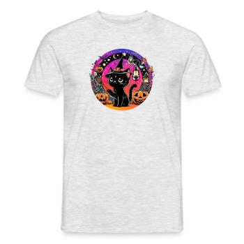 Spooky kitty Halloween 4 - Men's T-Shirt - heather grey - Front - AI Model Male 178 dark (178cm)