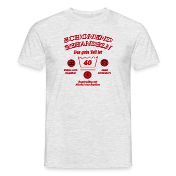 40 - Bitte schonend behandeln - Männer T-Shirt - Grau meliert - Vorne - AI Model Male 178 dark (178cm)