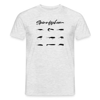spinnfischen raubfischangeln hecht zander barsch - Männer T-Shirt - Grau meliert - Vorne - AI Model Male 178 dark (178cm)