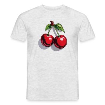 Rote Kirsche Cherries Kirschen Cherry - Männer T-Shirt - Grau meliert - Vorne - AI Model Male 178 dark (178cm)