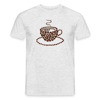 Tasse de café de grains de café - T-shirt homme - gris chiné - Devant - AI Model Male 178 dark (178cm)
