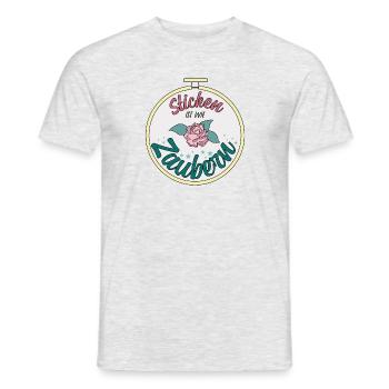 Sticken ist wie Zaubern (können) - Männer T-Shirt - Grau meliert - Vorne - AI Model Male 178 dark (178cm)