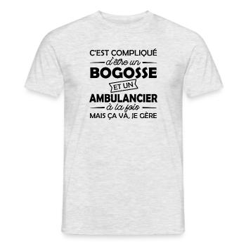 bogosse et ambulancier / cadeau ambulancier - T-shirt homme - gris chiné - Devant - AI Model Male 178 dark (178cm)
